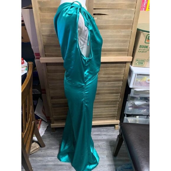 PRETTYGARDEN Formal Teal Dress Single Shoulder Party Boho Y2K Size Large - Picture 7 of 8